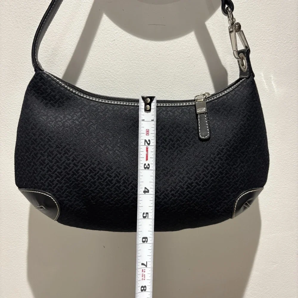 Vintage Talbots Y2K Black Jacquard Hobo Bag Contrast Stitching Shoulder Purse